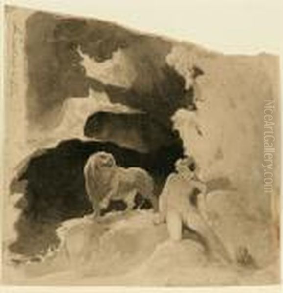 Androcles And Lion Oil Painting by Thomas Sully