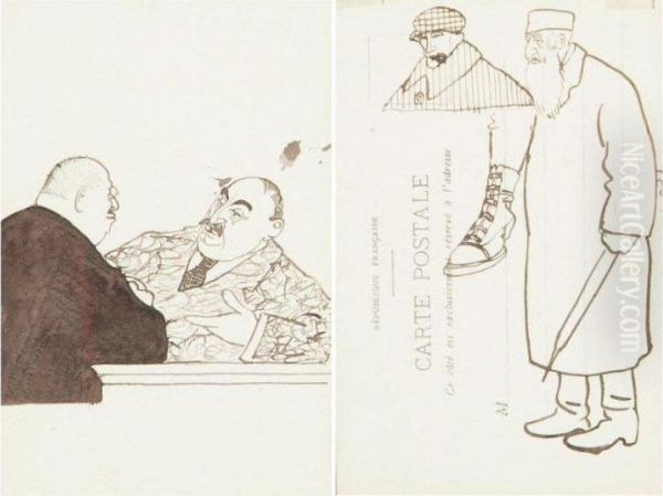 Deux Personnages En Buste Discutant Oil Painting by Arthur Szyk