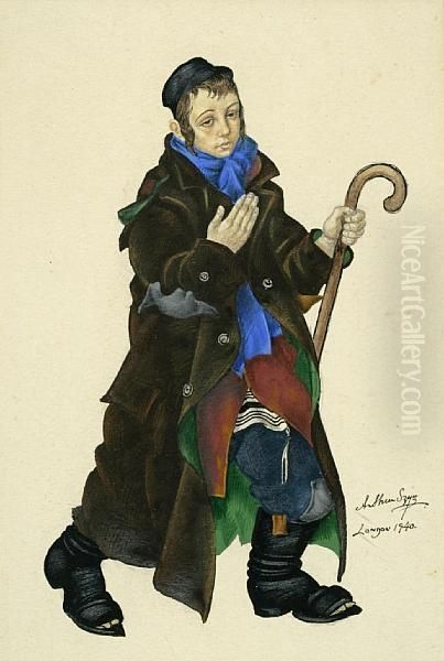 Homeless: An Eastern European Boy Oil Painting by Arthur Szyk