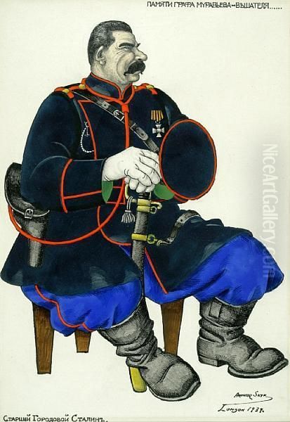 Stalin Oil Painting by Arthur Szyk