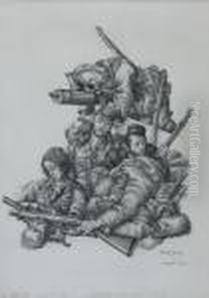 Gloria Victis...(warsaw, September 1939.) Oil Painting by Arthur Szyk