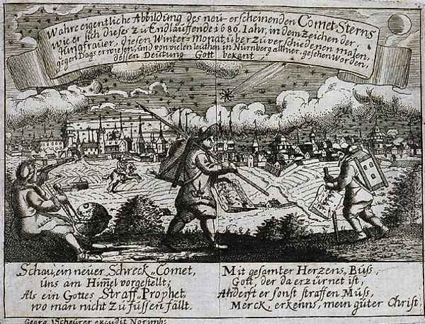 The Comet seen over Nuremberg, 1680 Oil Painting by G.J. Schneider