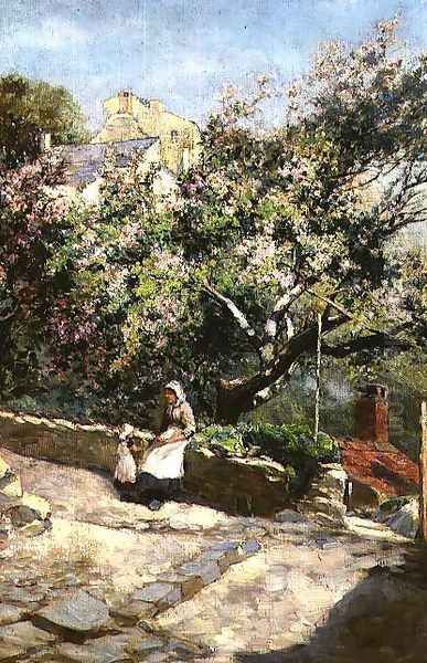Mother and Child Beneath the Blossom Oil Painting by Lester Sutcliffe