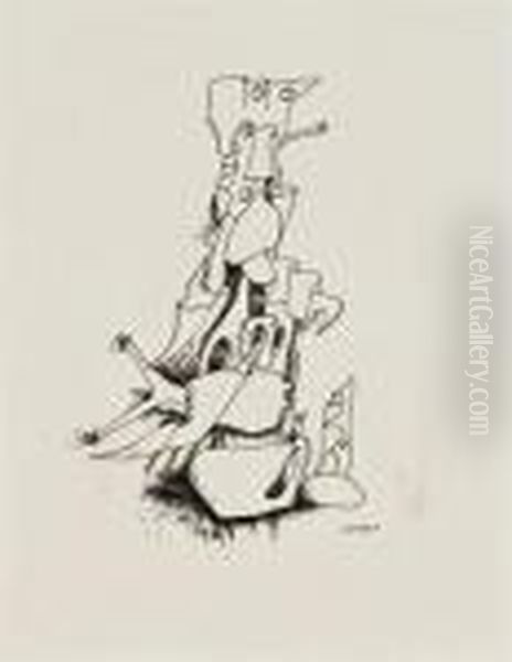 L'objet Double Oil Painting by Yves Tanguy
