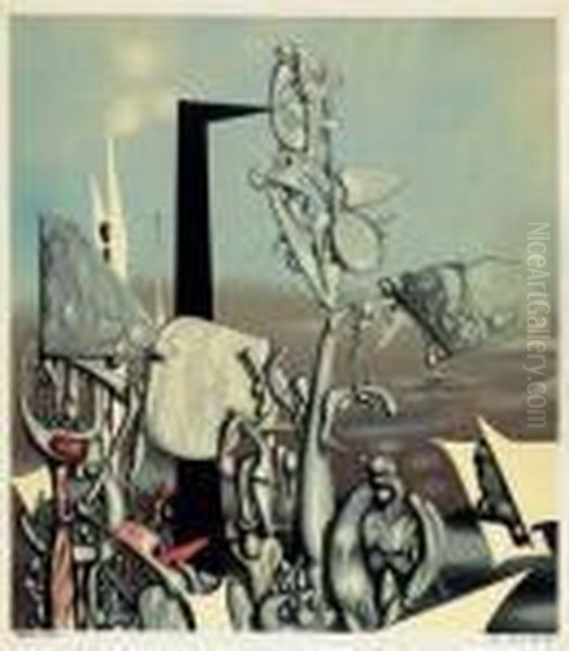 Feu A Eclat Oil Painting by Yves Tanguy