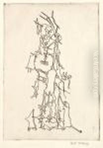 Planche Pour Le Mythe De La Roche Percee Oil Painting by Yves Tanguy