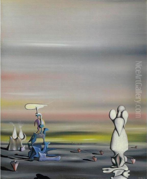 Les Filles Des Consequences Oil Painting by Yves Tanguy