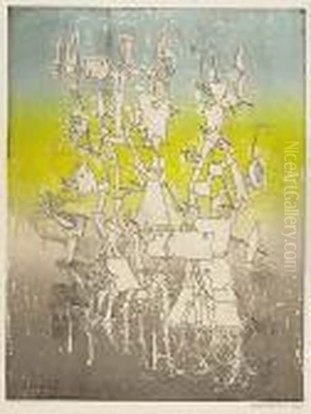 Rhabdomacie Oil Painting by Yves Tanguy