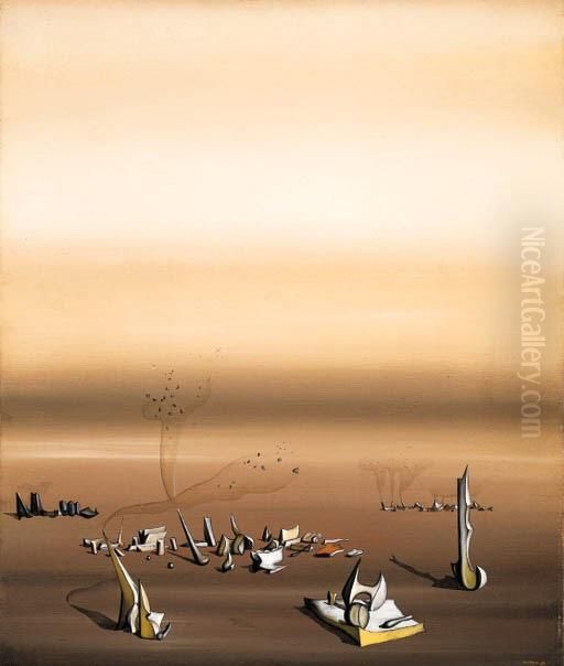 Finir Par Mordre Oil Painting by Yves Tanguy