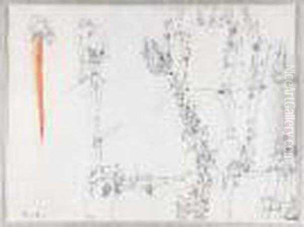 Composition Au Trait Rouge Oil Painting by Yves Tanguy