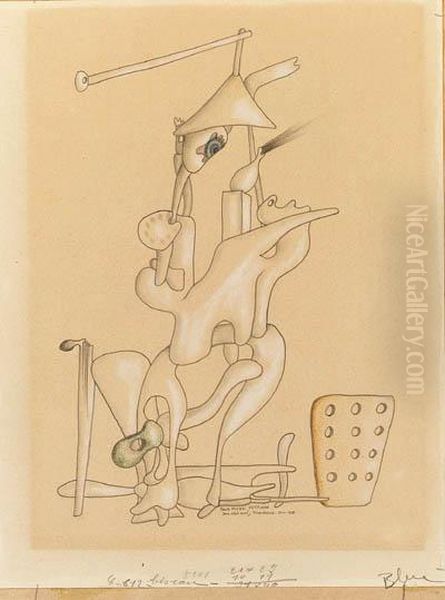 Untitled Oil Painting by Yves Tanguy