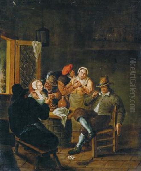 Coppie Che Sbevazzano E Si Abbracciano In Un Interno Oil Painting by David The Younger Teniers
