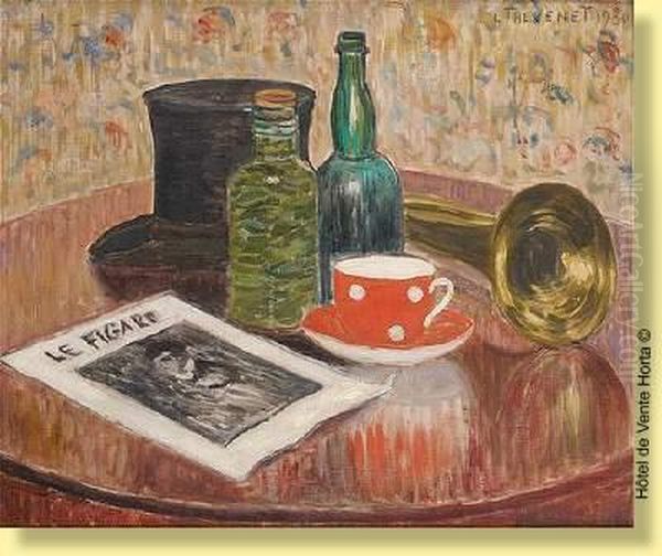 Lefigaro Sur Le Gueridon Oil Painting by Louis Thevenet