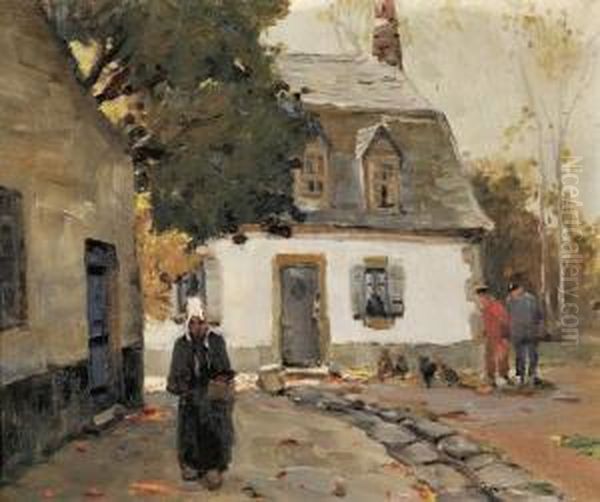 Dutch Village Scene In Autumn Oil Painting by Anthony Thieme