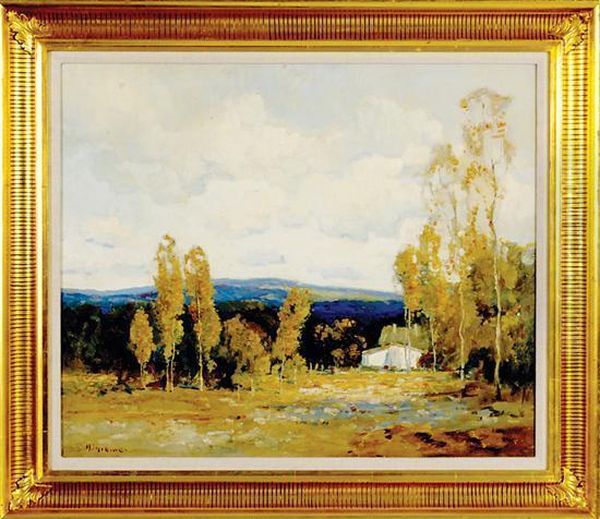 Autumn Landscape With Cabin Oil Painting by Anthony Thieme