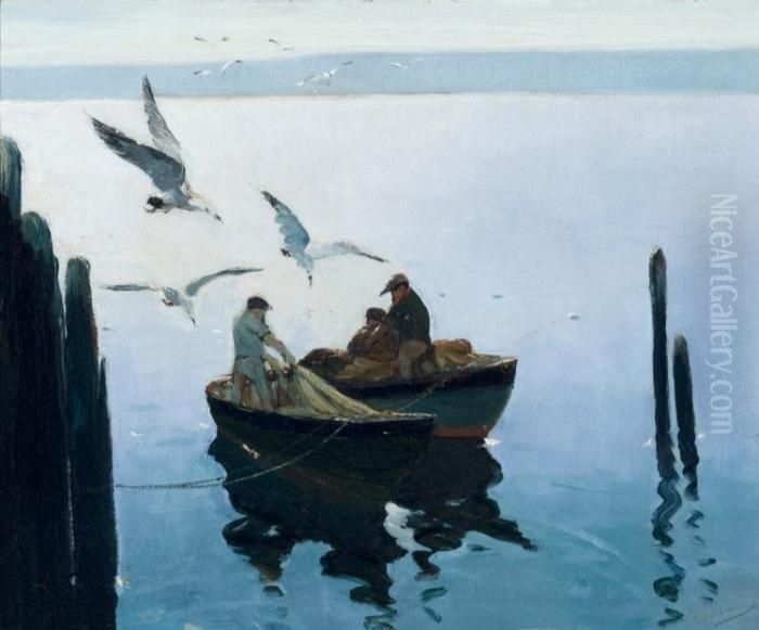 Morning In Rockport Oil Painting by Anthony Thieme