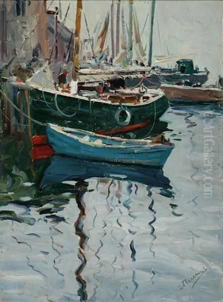 Gray Morning, Rockport Harbor Oil Painting by Anthony Thieme