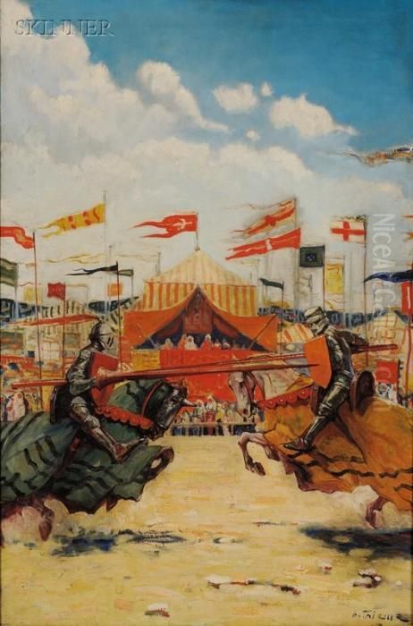Illustration Of Carnival Jousting Oil Painting by Anthony Thieme Illustration Of Carnival Jousting Oil Painting by Anthony Thieme