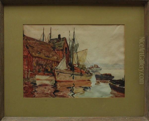 Dock Scene Oil Painting by Anthony Thieme