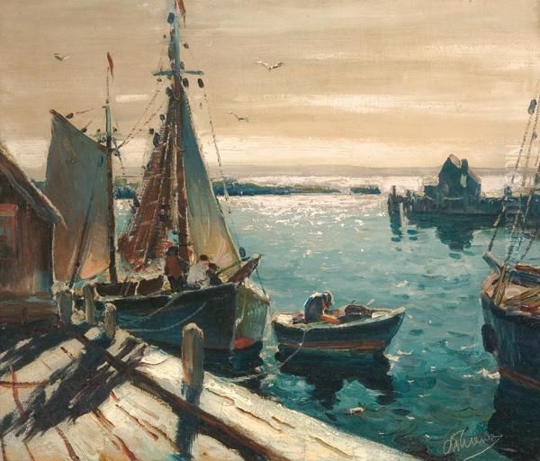 Sunlight On The Docks Oil Painting by Anthony Thieme Sunlight On The Docks Oil Painting by Anthony Thieme