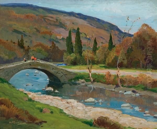 Bridge Over A Creek Oil Painting by Anthony Thieme
