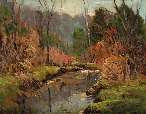 Trees By A River Oil Painting by Anthony Thieme