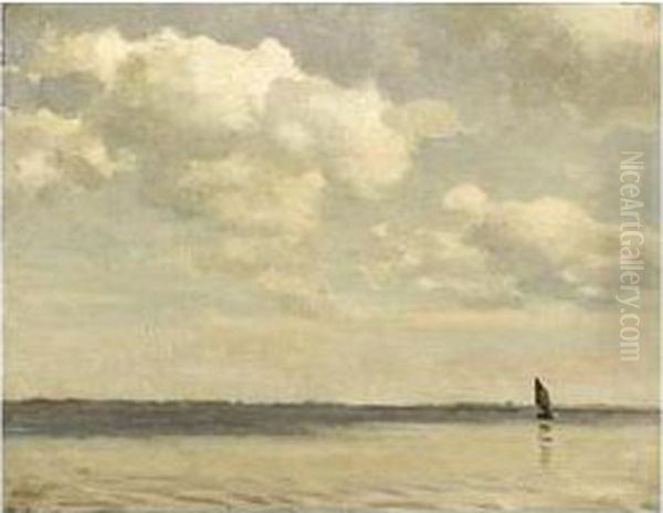 A Sailing Boat On The Zuiderzee Oil Painting by Willem Bastiaan Tholen