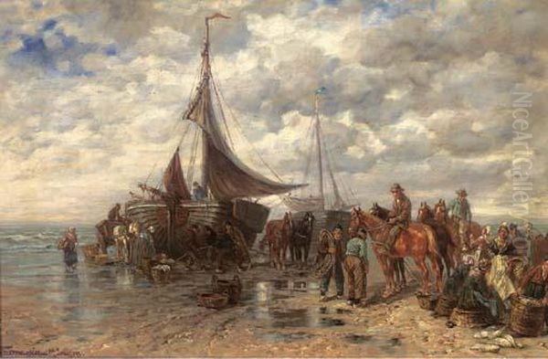 Bringing In The Catch Oil Painting by Desire Tomassin