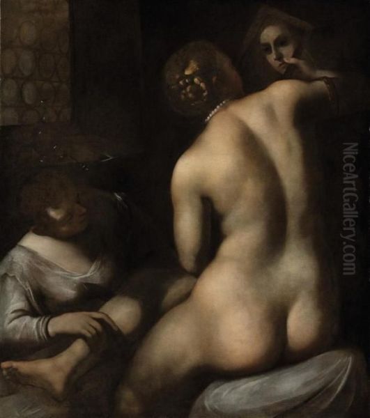 Venus At Her Toilet Oil Painting by Jacopo Tintoretto (Robusti)