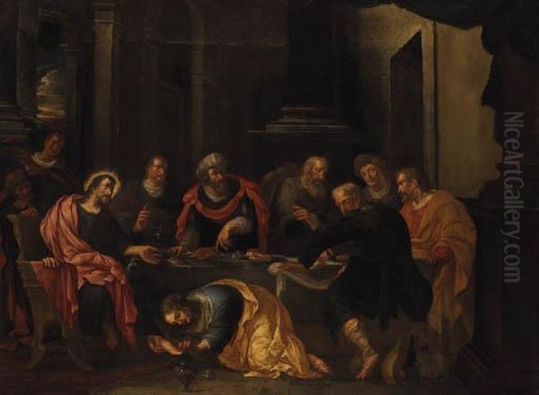 Christ In The House Of Simon The Pharisee Oil Painting by Jacopo Robusti, II Tintoretto