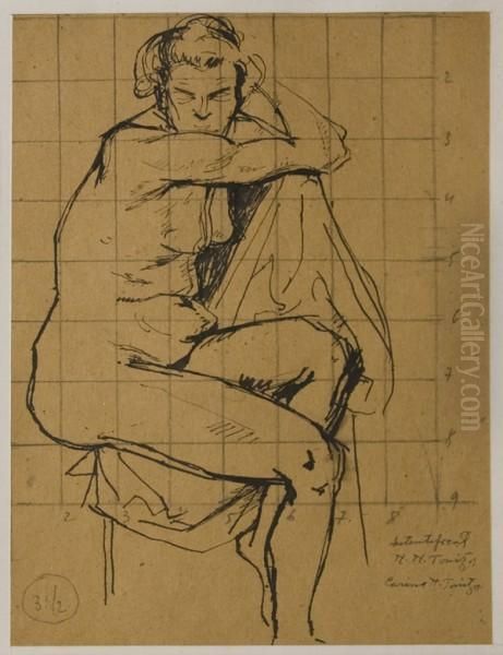 Nud Pe Scaun Oil Painting by Nicolae Tonitza