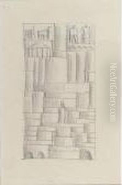 Group Of Five Drawings: Study 
For Rio Negro; Construction With Saw; Abstract Tubular With Figures; 
Pipe Construction; Locomotor Salida La Estacion Oil Painting by Joaquin Torres-Garcia