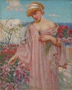 Elegante Cueillant Des Fleurs