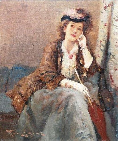 Jeune Femme A L'ombrelle Oil Painting by Fernand Toussaint