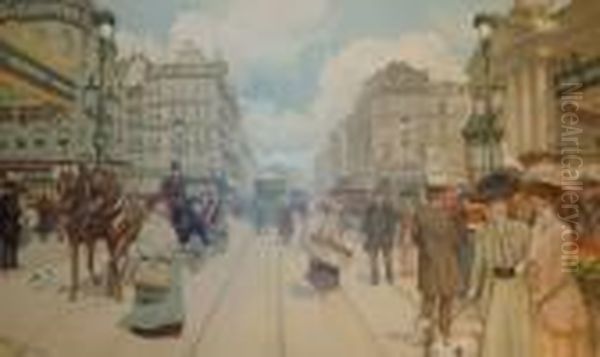 Bruxelles, La Ville Moderne Oil Painting by Fernand Toussaint