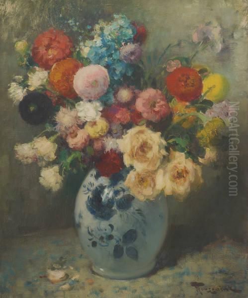Vase Printanier Fleuri Oil Painting by Fernand Toussaint