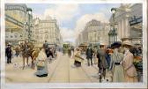 Bruxelles La Ville Moderne. Oil Painting by Fernand Toussaint