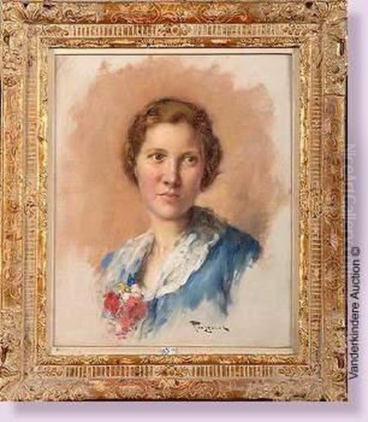 Portrait De Dame Oil Painting by Fernand Toussaint