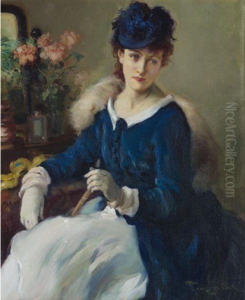 An Elegant Woman Oil Painting by Fernand Toussaint
