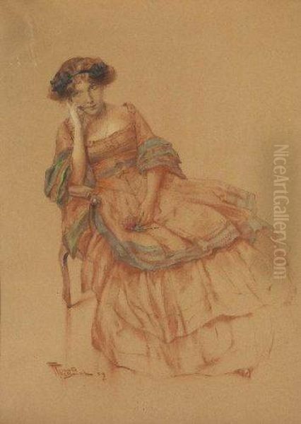 Elegante Oil Painting by Fernand Toussaint