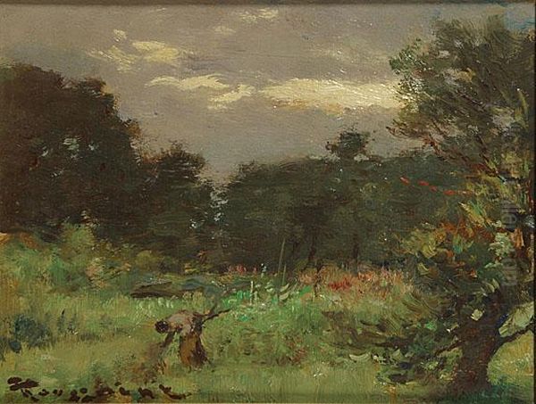 Houtsprokkelaarster Oil Painting by Fernand Toussaint
