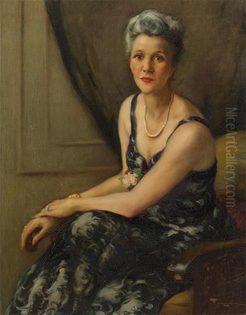 Elegante Au Collier De Perles Oil Painting by Fernand Toussaint