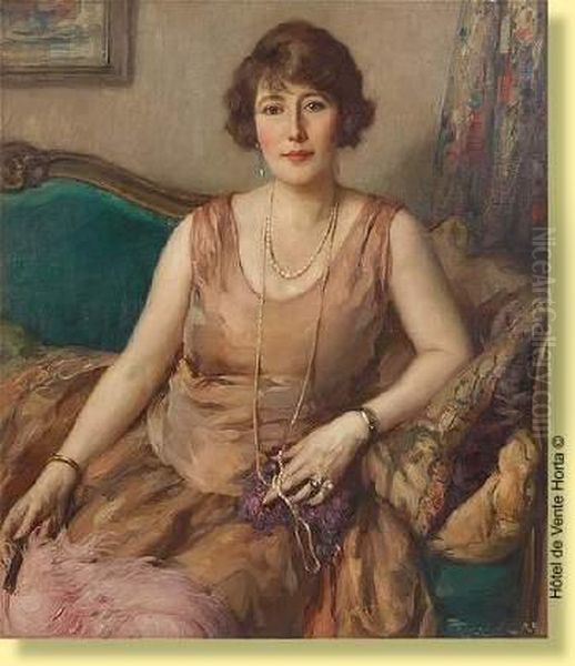 Le Collier De Perles Oil Painting by Fernand Toussaint
