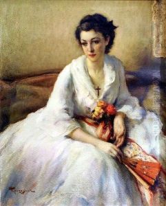 Portrait De Femme En Robe Blanche