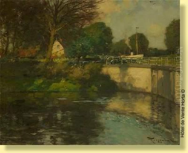 Vue De L'ecluse Oil Painting by Fernand Toussaint
