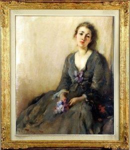 Portrait De Femme Au Bouquet