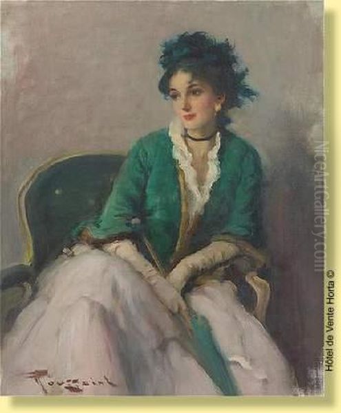 Elegante A L'ombrelle Oil Painting by Fernand Toussaint
