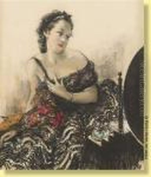 Jeunefemme Se Mirant Oil Painting by Fernand Toussaint