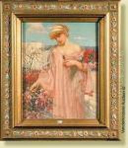 Jeune Femme Cueillant Des Fleurs