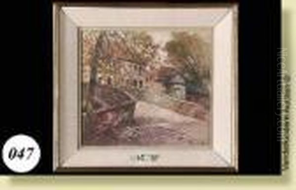 Pont Abruges, Fusain Et 
Aquarelle Sur Papier Colle Sur Carton. Signe Enbas A Droite F. 
Toussaint. Ecole Belge. Dim.: 20,5x22,5cm Oil Painting by Fernand Toussaint